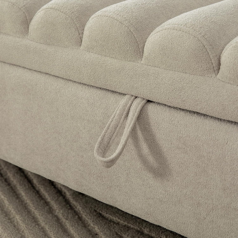 KEIKI 65.6" Modern Upholstered Storage Bench with Double Lids, Ottoman w...