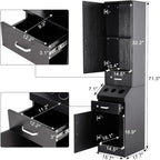 BarberPub Wall Mount Classic Barber Station with 3 Hair Dryer Holders, Hair Stylist Salon Storage Cabinet, Beauty Spa Tool Organizer Equipment 3207 (Black)