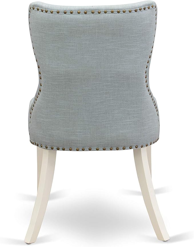 East West Furniture X097SI215-6 6 Piece Dining Set Contains a Rectangle Dining Room Table with X-Legs and 4 Baby Blue Linen Fabric Parson Chairs with a Bench, 40x72 Inch, Multi-Color