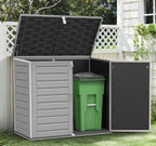 Uhomepro 4.6 Ft. X 4.1 Ft Outdoor Horizontal Storage Shed, Resin Storage Shed with Double Lockable Doors, Ideal for Garbage Can Storage and Garden Tools, Strong Water Resistance