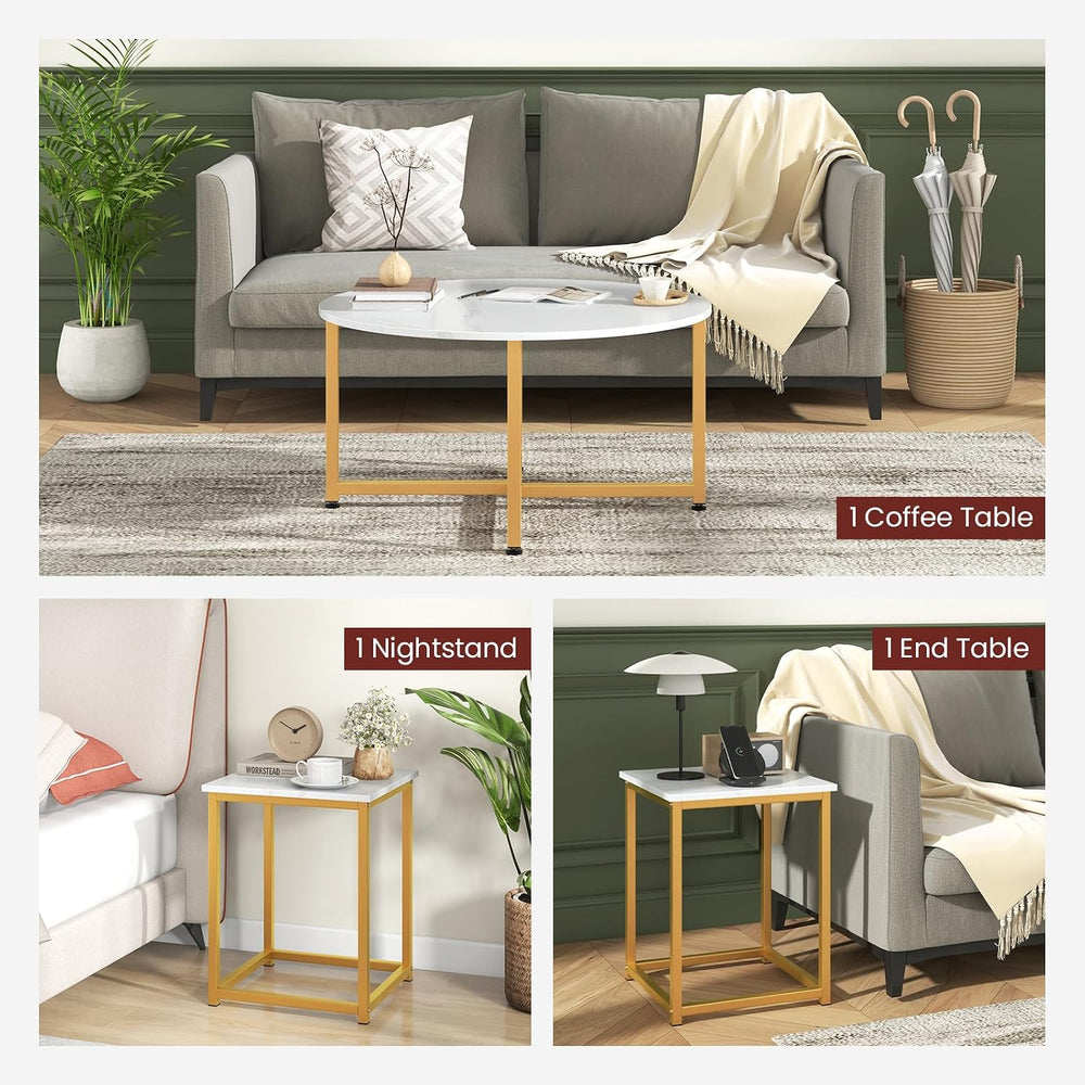 GIANTEX Round Nesting Table Set of 3, Wood Living Room Table Set, White | Mod...