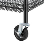 Finnhomy 4 Tier Heavy Duty Commercial Grade Rolling Cart with Handle Bar, Metal Wire Utility Cart with Wheels, Service Trolley on Wheels, Shelf Size 18" D x 36" W, NSF, Black