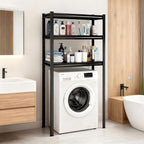 Height-Adjustable Bathroom & Laundry Storage Shelf, 3-Tier Metal Organizer Rack for Washer Dryer, Sturdy Shelving Unit for Bathroom Essentials, 63 x 35.4 x 15.7 Inches