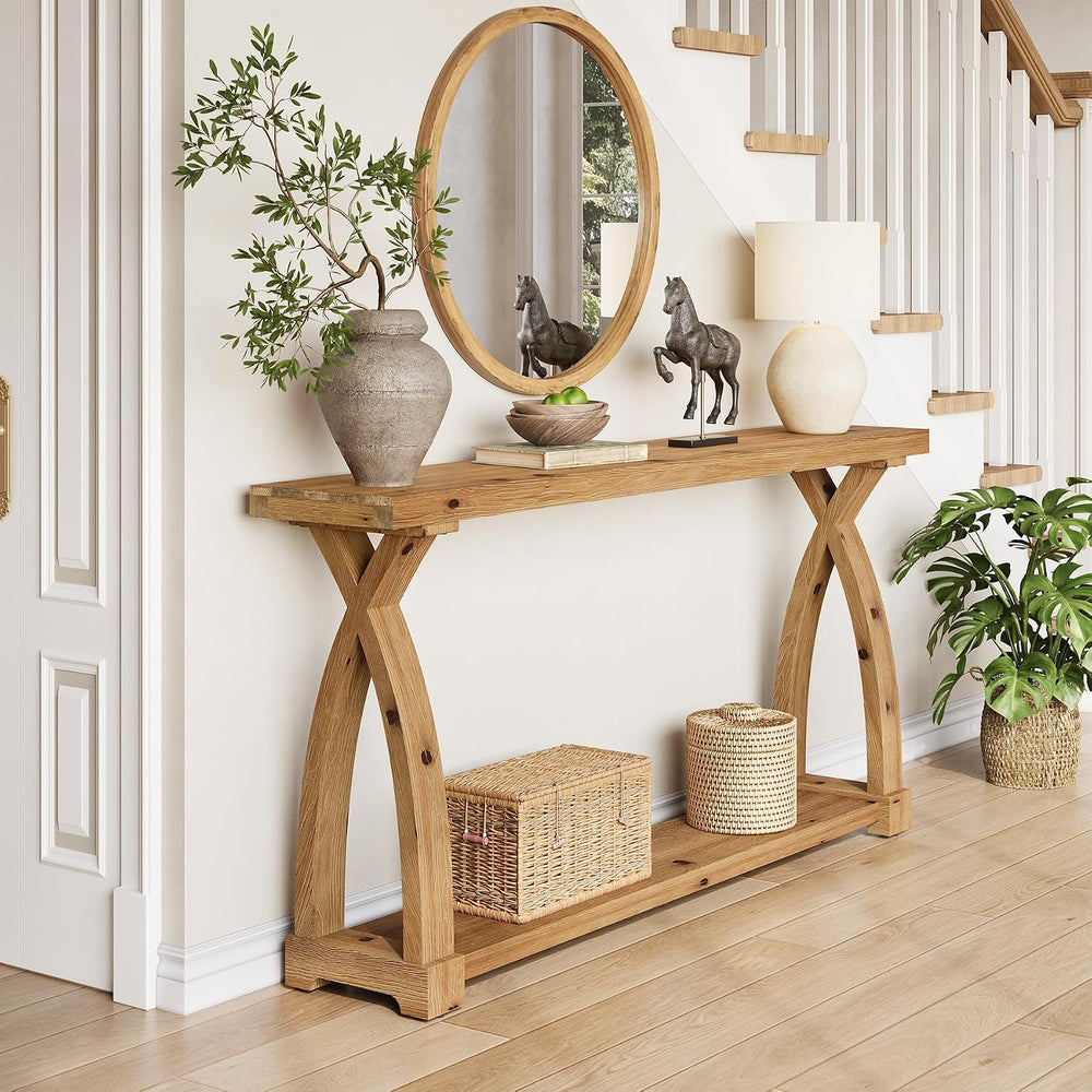 Wood Console Table for Entryway, 63" Entryway Table with Storage | Farmh...