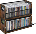CD Storage Rack with Magnetic Door 2 Pack - Holds 76 Full Case CDs, Multi-Tier Desktop & Closet Display Stand for Video Games, Papers, Cards