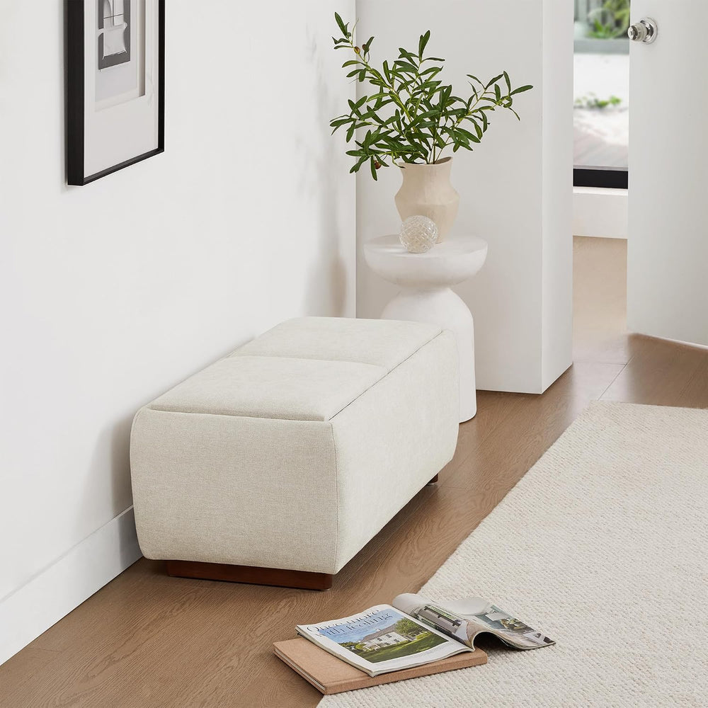 CHITA Storage Ottoman with Tray Lids, FSC Certified Small Rectangular Bench f...