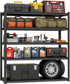 Garage Storage Shelves,5 Tier Shelving Unit, 40 inch Wide, 18” Deep, 78” Tall Organizer Metal Shelf for Basement/Laundry/Pantry Heavy Duty, Adjustable,Easy to Install (5Tier-45.3"Wx19.7"Dx63"H)