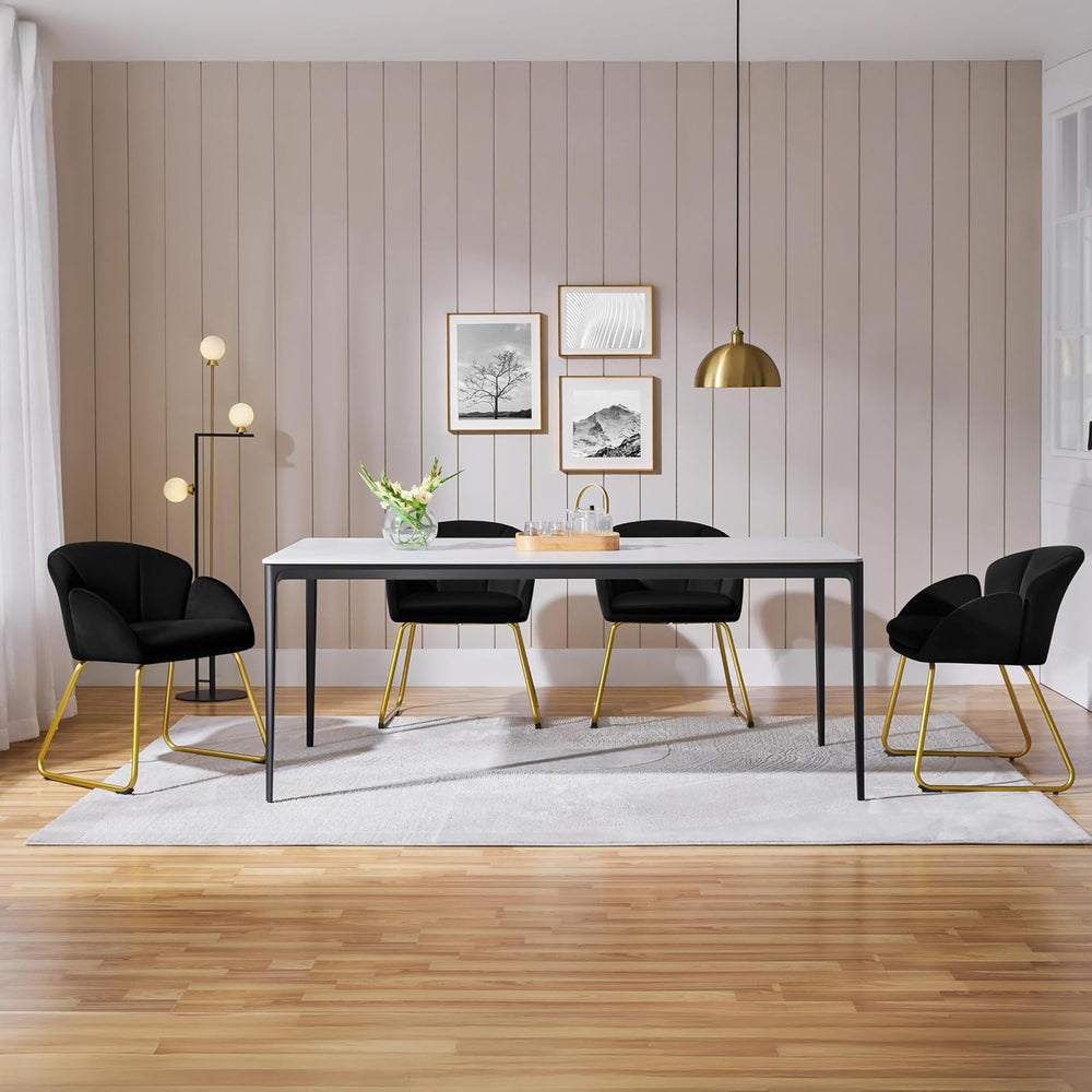 Yaheetech Upholstered Petal Dining Chair, Modern Velvet Bucket Dining Chair w...