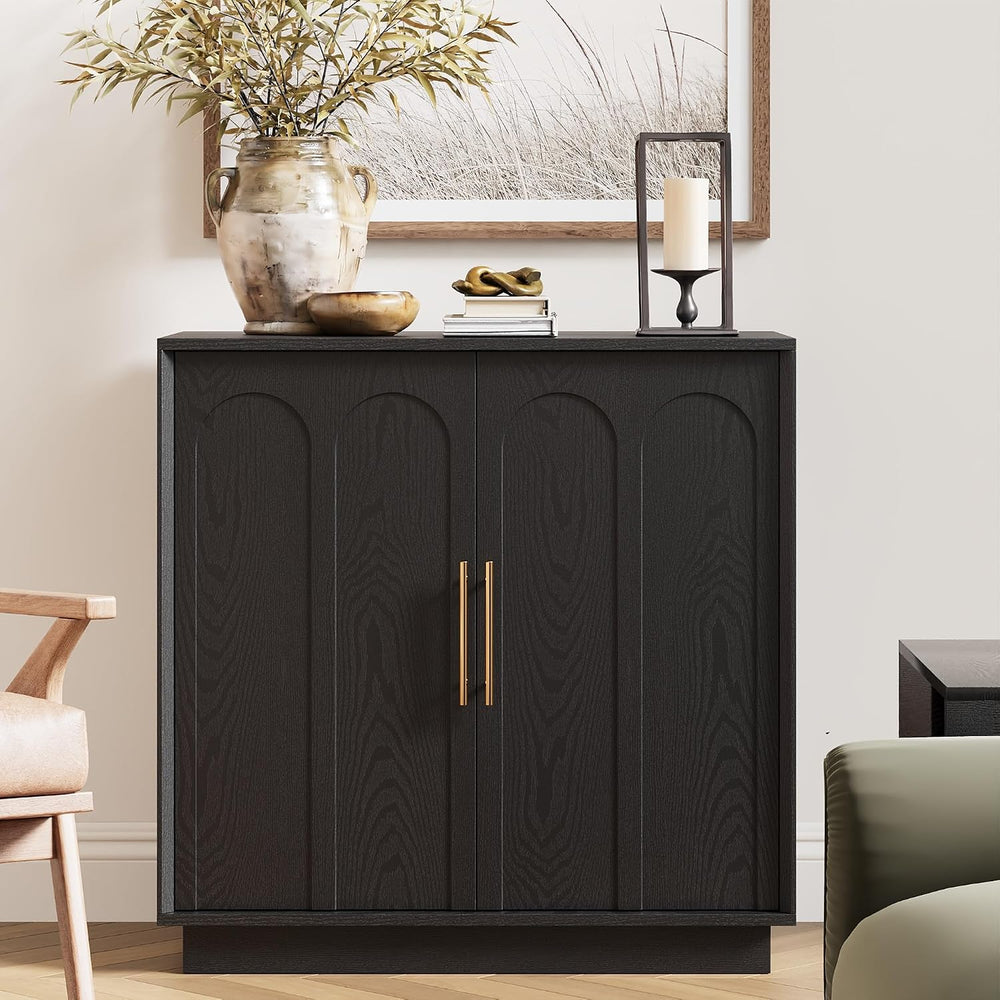 FORTUNETEC 31.5" Modern Sideboard Buffet Cabinet with Storage, Black