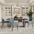 Upholstered Dining Chairs Set of 4, Fabric Kitchen Chairs with Padded Seat & Back, Solid Wood Legs, Modern Simple Dining Room Chairs for Kitchen, Dining Room, Living Room, Blue