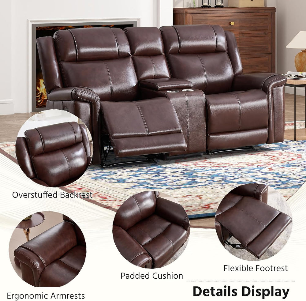 ANJ Premium Genuine Manual Reclining Sofa Set, Included Single Recliner Chair...