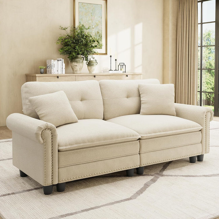 HERA'S HOUSE 73.2" Modular Loveseat Cloud Couch Deep Seats & Rolled Arms