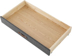 MUSEHOMEINC Upholstered Solid Wood Under Bed Storage Drawer with 4-Wheels for Bedroom/Leather Handle,Wooden Underbed Storage Organizer,Drawer Under Bed,Suggested for Twin and Full Size Platform Bed