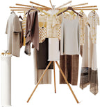 Clothes Drying Rack Foldable,Laundry Drying Rack,Drying Rack Clothing(16 Wood Poles),Clothes Hanger Rack,Laundry Rack Folding,Collapsible,Retractable