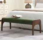 50.25“ Upholstered Bench, Modern Dining Bench with Soft Chenille Fabric, 6" Padded Seat and Rubber Wood Legs, End of Bed Bench for Bedroom, Entryway, Hallway, Living Room (C-Green)