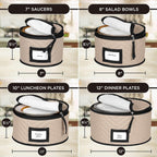 China Storage Containers 5-Piece Set Moving Boxes for Dinnerware, Glasses, Plates, Mugs and Saucers Sturdy Quilted Microfiber Dish Organizer with Dividers for Seasonal Storage - Holds Set of 12, Brown