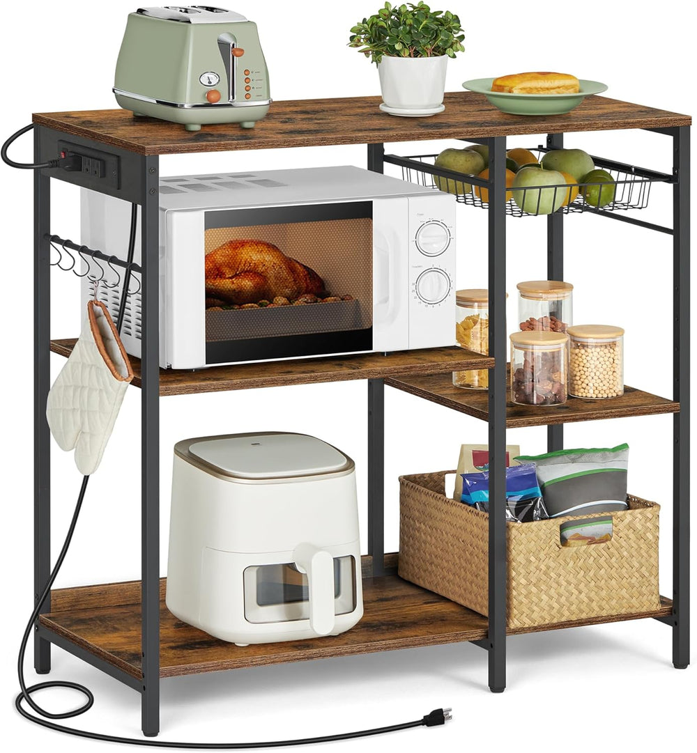 VASAGLE Baker's Rack, Coffee Bar Stand with Charging Station, 35.6 Inches...
