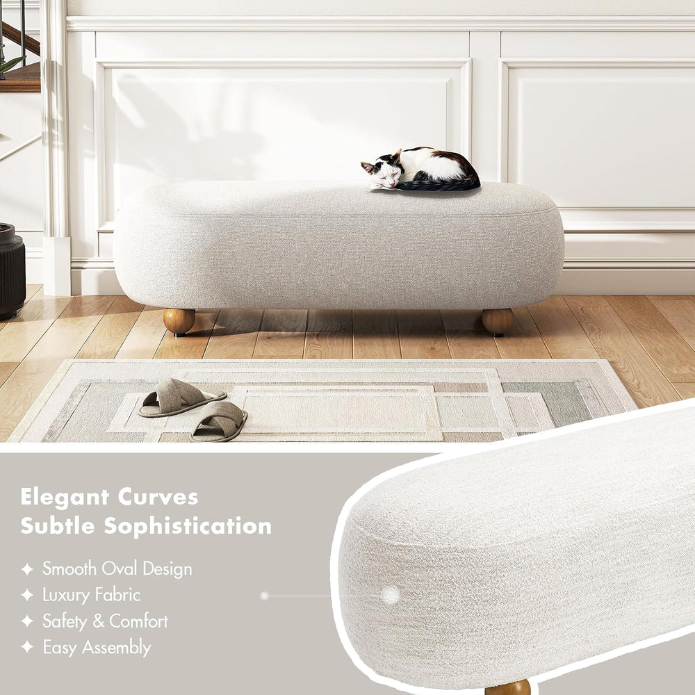 Hyfirm 54" End of Bed Bench, Upholstered Bedroom Ottoman Bench with Soli...