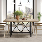 LITTLE TREE 63-Inch Industrial Bar Table with Metal Footrest, Counter Height Pub Table for Kitchen, Home Bar & Entertaining (Rustic Gray)