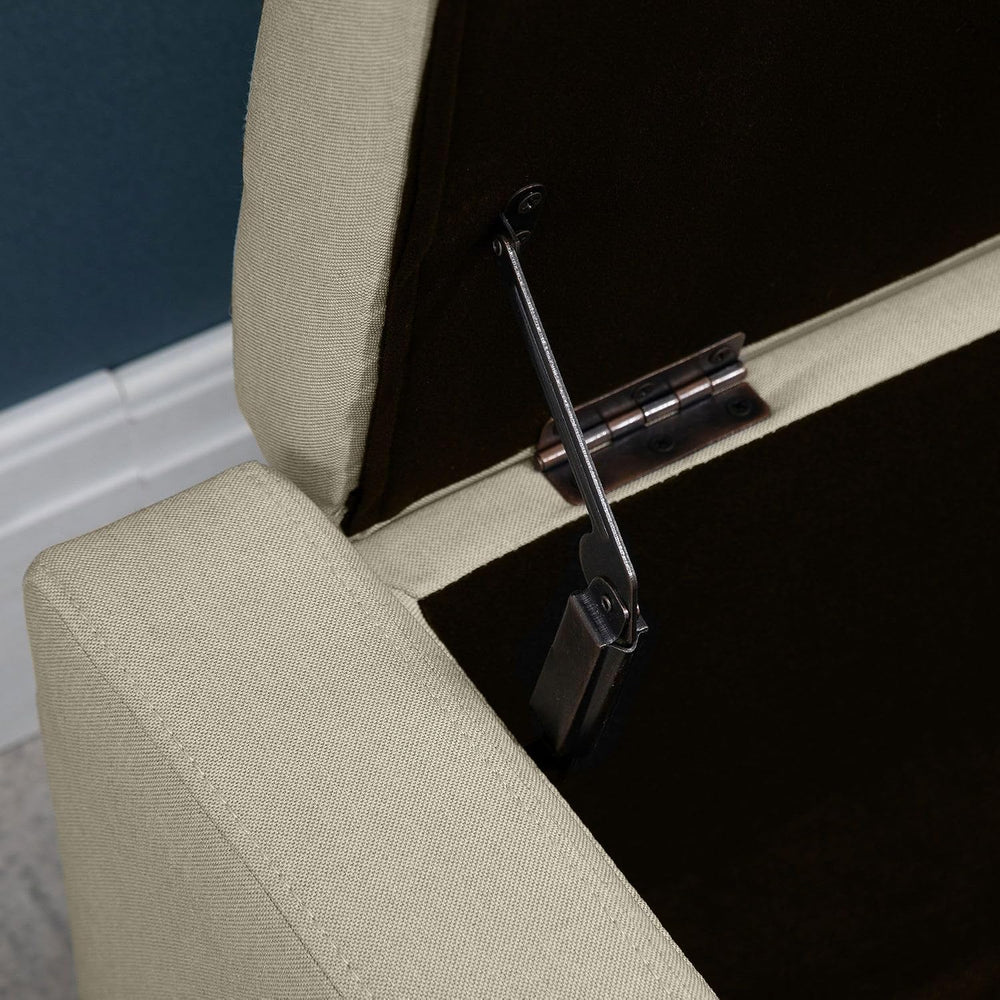 Classic Storage Ottoman with Linen Cover for Living Room