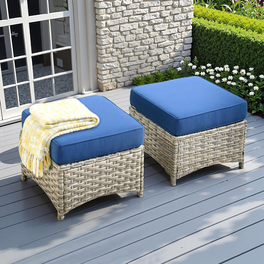 HOOOWOOO Upgraded 2 Pieces Outdoor Wicker Patio Furniture Set, Water Resistan...