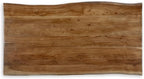 Signature Design by Ashley Fortmaine Contemporary Dining Table with Natural Live Edge, Light Brown & Black