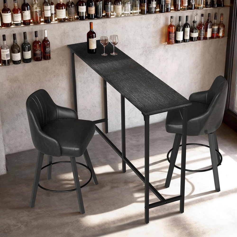 VINGLI 63 Inch Bar Table, Rectangular Counter Height Home Pub Table, Black | ...