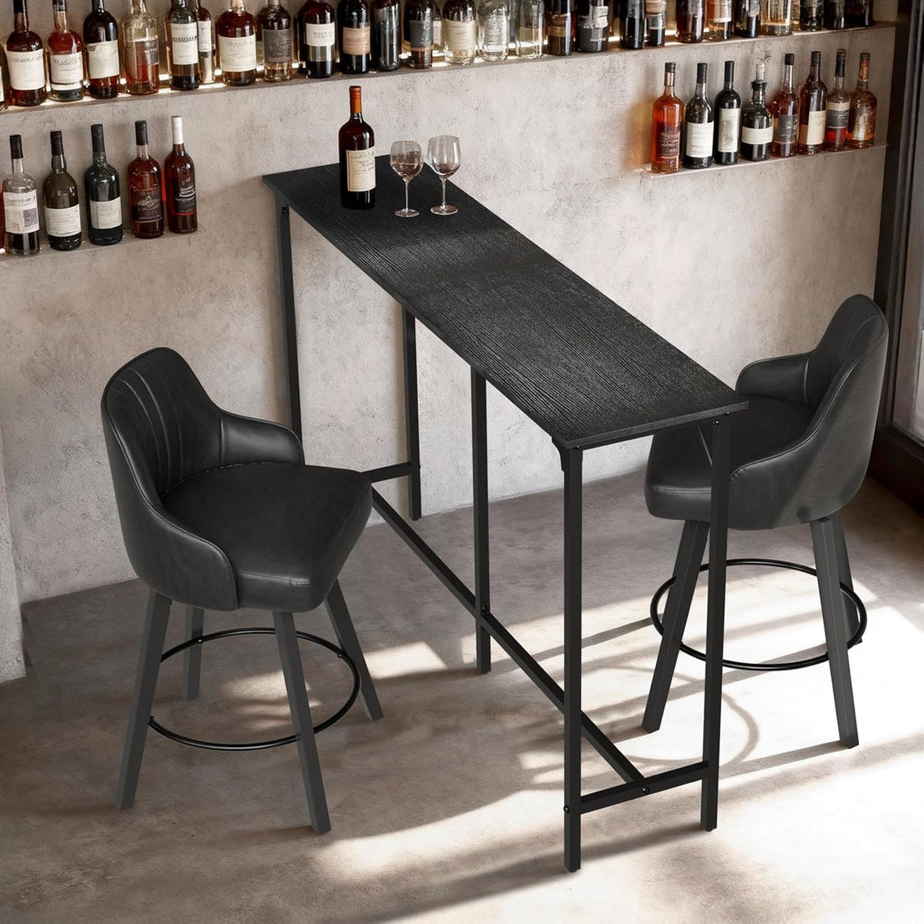 VINGLI 63 Inch Bar Table, Rectangular Counter Height Home Pub Table, Black | High Top, Multi-Scene Use for Kitchen Dining Living Room Sofa Entryway, Wooden Tabletop & Metal Base, Easy to Install