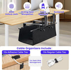 Under Desk Cable Management Tray, Clamp-On Cord Organizer，No Drilling Required, Holds Up to 22 lbs, for Cords, Routers, Power Strips (Black, 28.4inch)