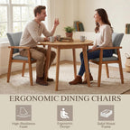 GOTMINSI Mid-Century Modern Linen Dining Chair with Arms, Solid Wood Frame, 320 lbs Weight Capacity, Upholstered Accent Chair for Kitchen Dining Room Living Room (Grey,1pc)