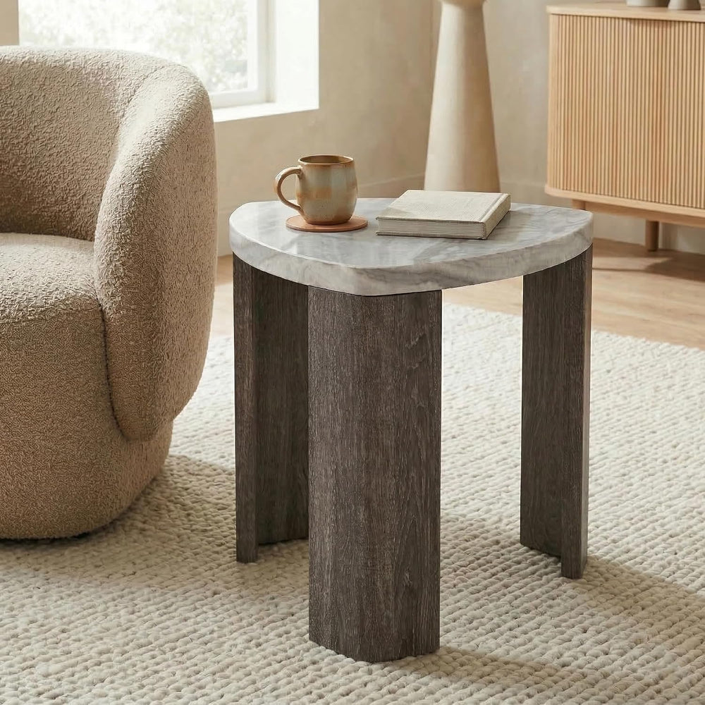 Furniture of America Toralle Modern Solid Wood 24-inch Triangle End Table wit...