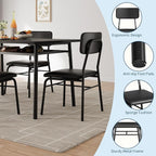 GAOMON 5-Piece Dining Table Set for 4, Wood Kitchen with Built-in Storage Rack,Small Kitchen Table with Upholstered Chairs and Metal Frame for Small Spaces, Black