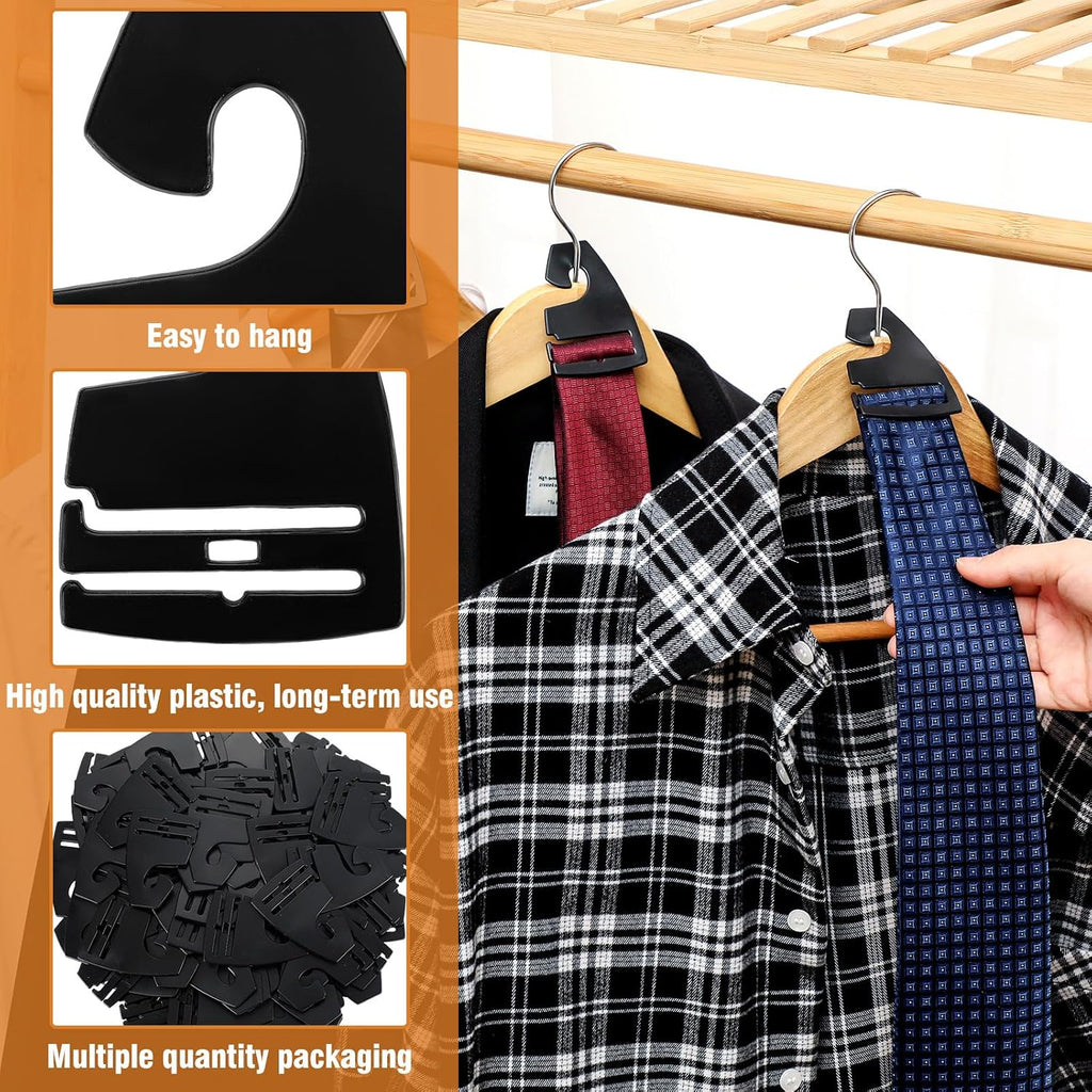 Maxdot 100 Pcs Tie Hangers, Plastic Neck Tie Holders for Display, Black Necktie Hook Hangers for Men Retail Closet, 2.8 x 2 inches