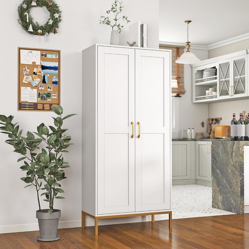 Kitchen Pantry Cabinet,Kitchen Pantry with 2 Adjustable Shelves,4 Shelf Cabin...