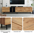Modern 76.8" TV Stand for TVs Up to 80", Wooden Entertainment Center with 3 Cabinets & Open Shelves, Media Console with Storage for Living Room, Bedroom & Entertainment Spaces
