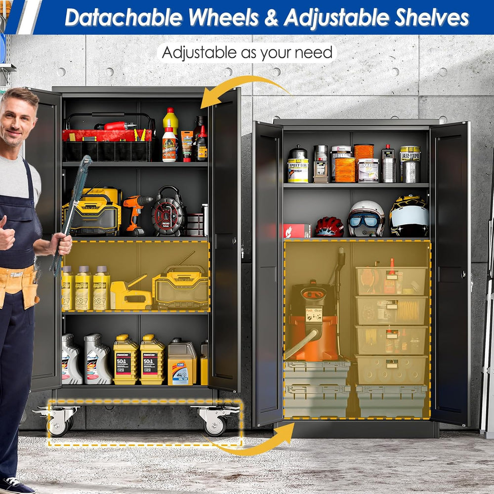 GAIOUS Metal Garage Storage Cabinet with Lock, 61” Tall Lockable File Cabinet...