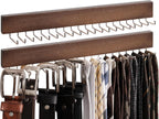 StorageWorks Tie Rack with 20 Hooks, 2-Pack Wall-Mounted Wooden Hangers for Neckties, Belts, Hats, Natural Walnut Color