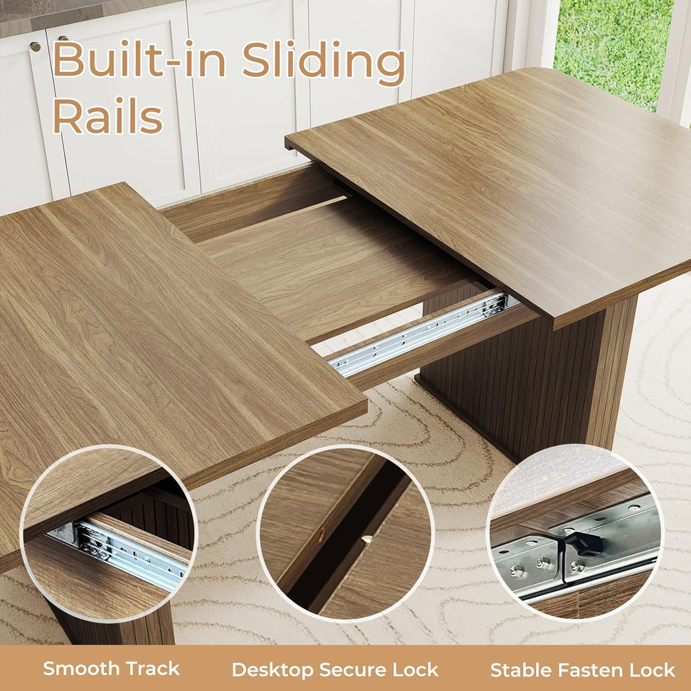Zevemomo 63"-78.7" Expandable Dining Table, 6-10 Farmhouse Kitchen ...