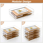 2 Pack- Stackable Paper Letter Tray, Enlarged A4 File Desk Organizer Acrylic Desk Organizers and Accessories Sorter Tray, Clear Workspace Office Supplies Organizers, 13.78inx9.25inx3.62in