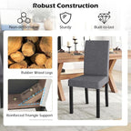 COSTWAY Fabric Armless Dining Chairs Set of 4, Upholstered Kitchen Side Chair w/Rubber Wood Legs, Padded Seat & High Backrest, Mid-Century Modern Accent Chairs for Living Room Restaurant (Dark Gray)