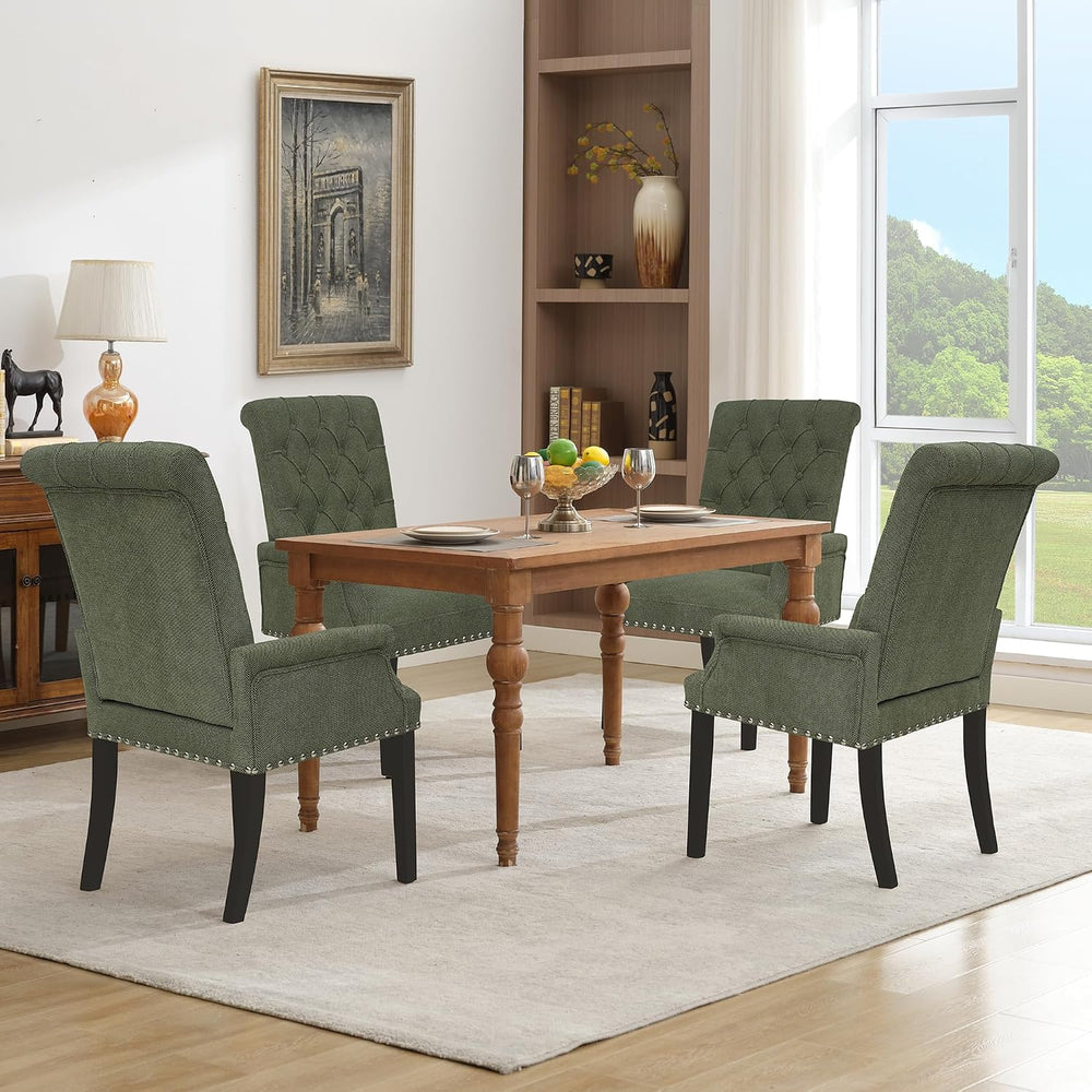 adochr Upholstered Fabric Accent Dining Chair, Arm Dining Chair with Elegant ...
