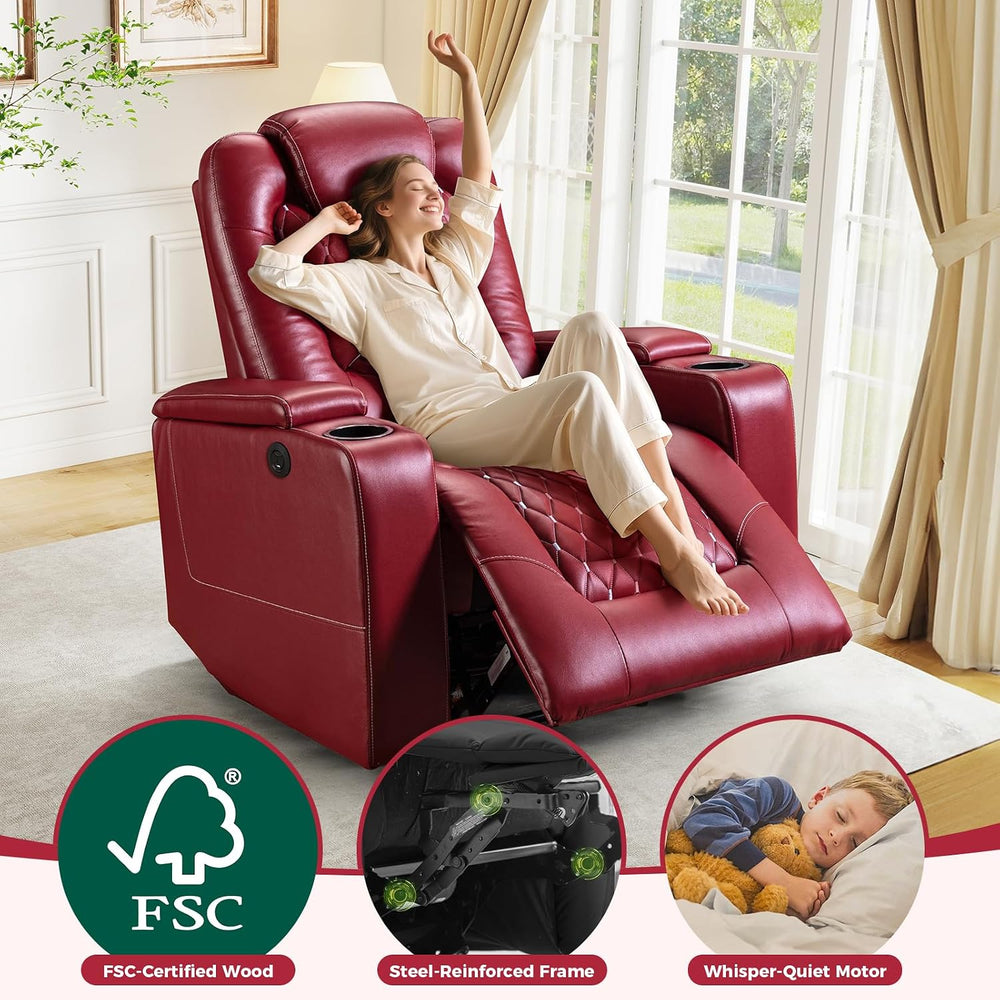 ANJ Power Recliner Chair Set of 6, Electric Soft Faux Leather Reclining Home ...