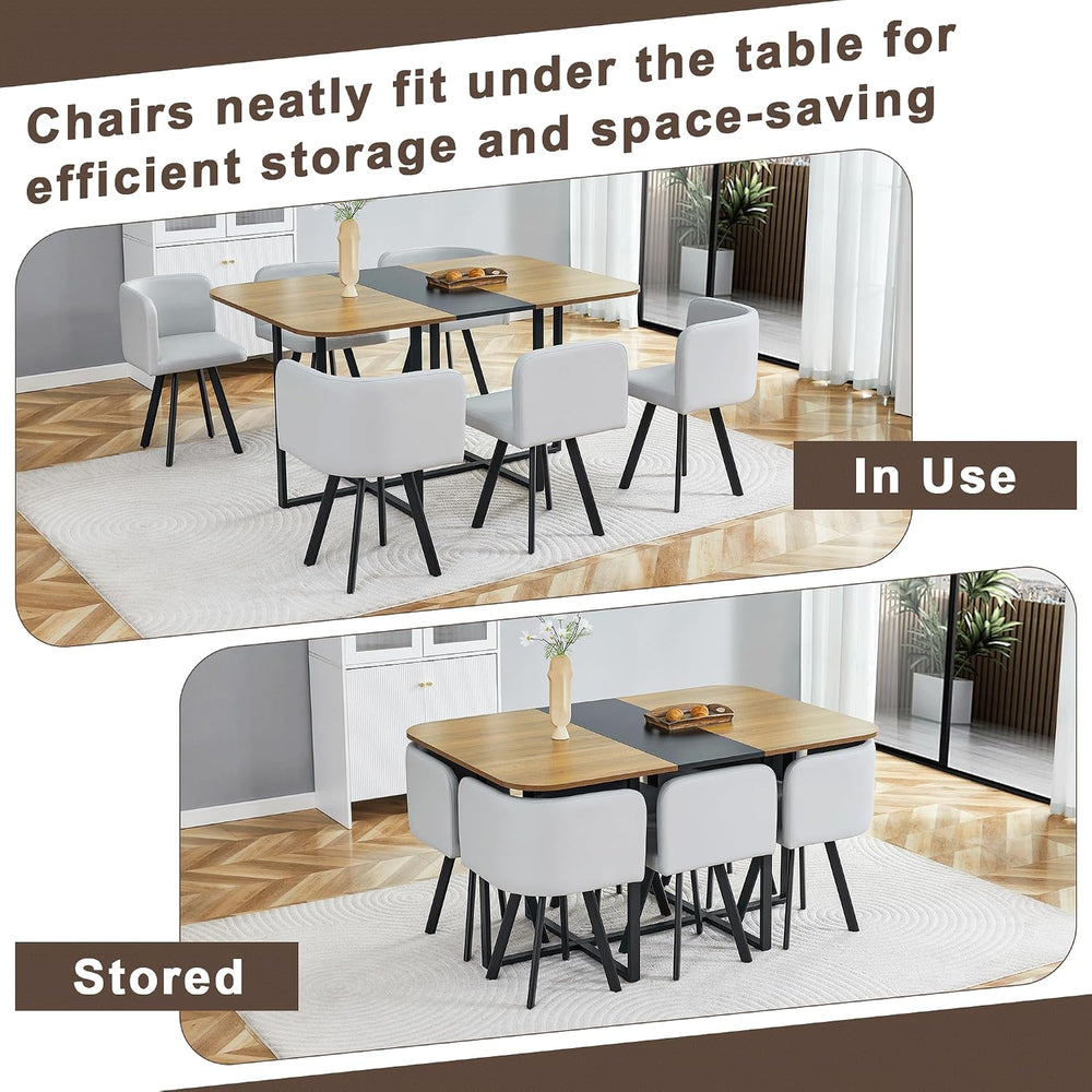 Hommoo 7-Piece Dining Table & Chairs Set for 6, 59” Rectangular Kitchen T...