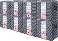 WISELIFE Storage Bags 8 Pack/100L Large Blanket Clothes Organization and Storage Containers for Comforters,Bedding, Foldable Organizer with Reinforced Handle, Clear Window, Sturdy Zippers,Gray