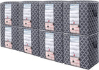 WISELIFE Storage Bags 8 Pack/100L Large Blanket Clothes Organization and Storage Containers for Comforters,Bedding, Foldable Organizer with Reinforced Handle, Clear Window, Sturdy Zippers,Gray