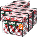 Clear Clothes Storage Bags, 6 Pack Closet Organizers and Under Bed Storage Containers, Foldable Moving Bags with Zippers for Comforter, Blanket, Bedding, Duvet, PVC Packing Bags 90L
