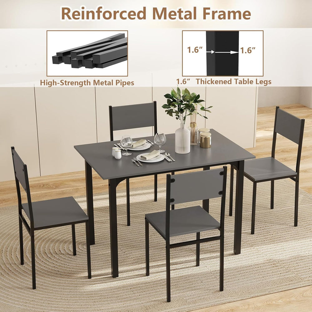 GOFLAME 5-Piece Dining Table Set, Industrial Kitchen Table and Chairs for 4 w...