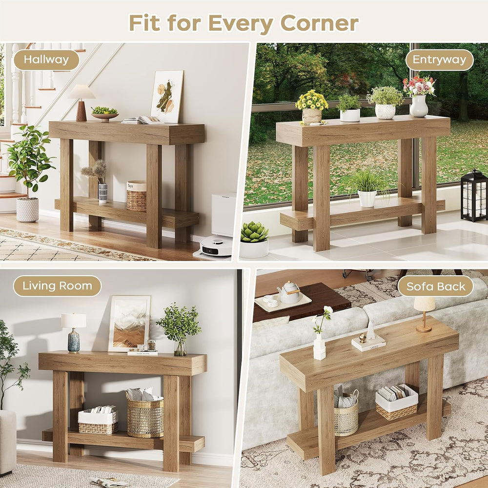 Console Table for Entryway, 47.2" Narrow Farmhouse Sofa Table with Thick...