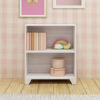 Max & Lily Modern Farmhouse 2-Shelf Bookcase, Solid Wood Bookshelves for Kids Bedroom, White Wash