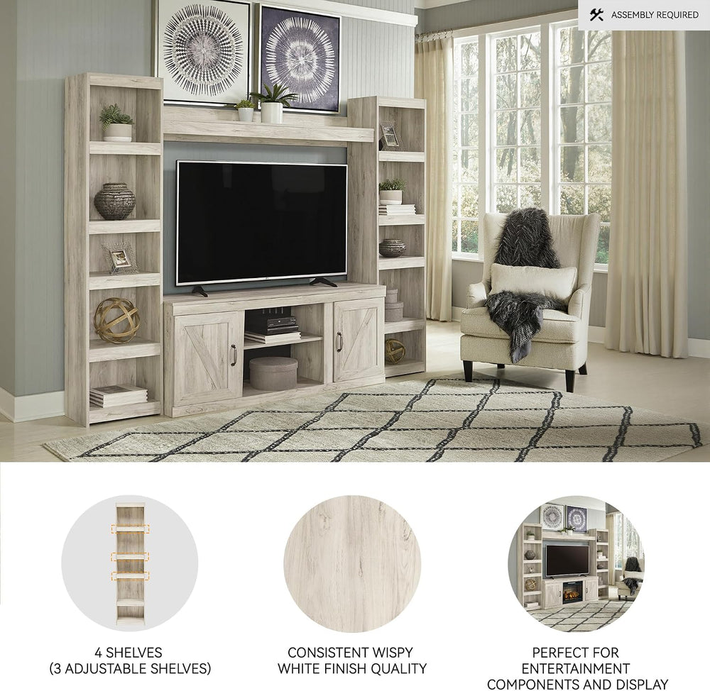 Signature Design by Ashley Bellaby Tall White Bookcase Pier, Whitewash